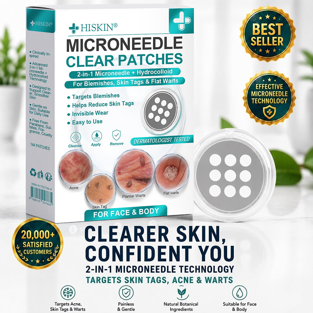 ✨𝐇𝐢𝐬𝐤𝐢𝐧® 2-in-1 Microneedle & Hydrocolloid Patch🍀 | Removes raised moles, acne, flat warts, and skin tags | Helps improve wrinkles, scars, and blemishes | Invisible patches for face and body