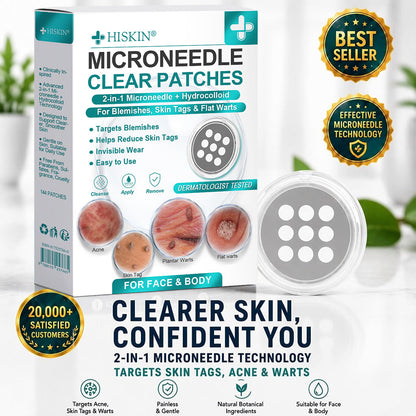 ✨𝐇𝐢𝐬𝐤𝐢𝐧® 2-in-1 Microneedle & Hydrocolloid Patch🍀 | Removes raised moles, acne, flat warts, and skin tags | Helps improve wrinkles, scars, and blemishes | Invisible patches for face and body